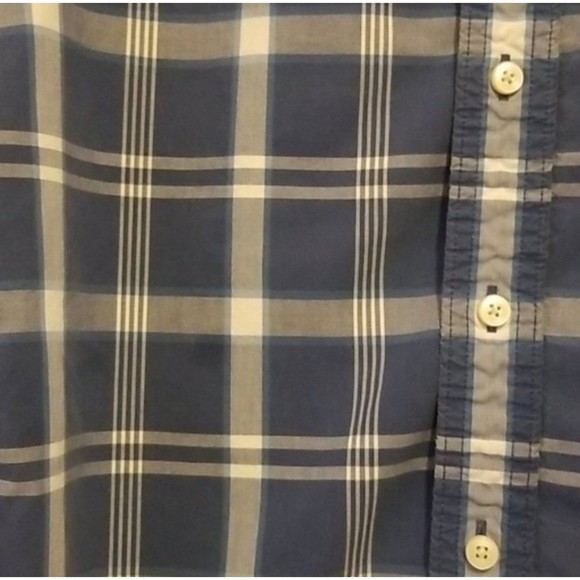 Abercrombie Men's Navy Plaid Collared Shirt Size Medium - Picture 6 of 8